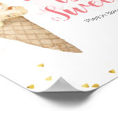 Poster Signe Amour est Sucré Glace Rose et Or (Coin)