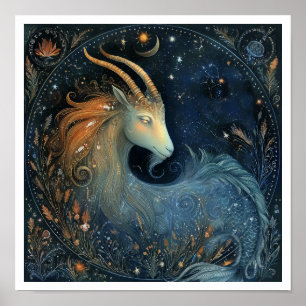 Poster Signe astrologique du zodiaque Capricorne Céleste