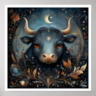 Poster Signe astrologique du zodiaque Taureau Céleste