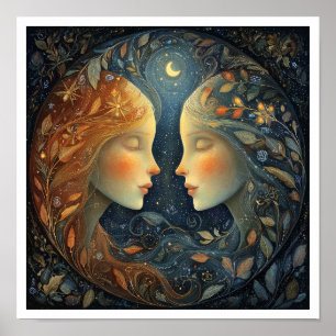 Poster Signe astrologique Gemini Zodiaque Céleste