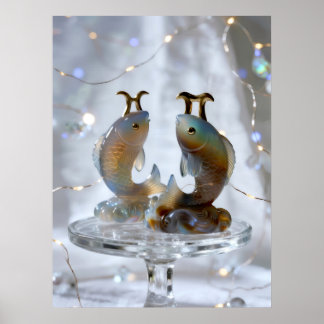 Poster Signe astrologique Poissons Sculptures en verre