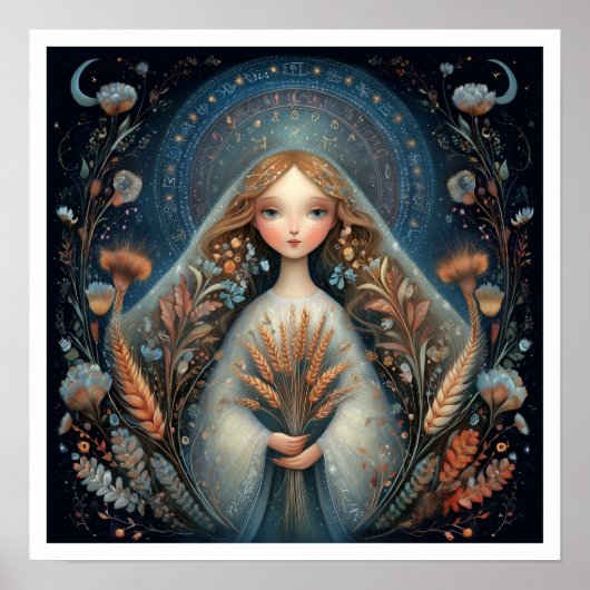 Poster Signe astrologique Vierge Zodiaque Céleste (Devant)