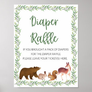 Poster SIGNE Baby shower Animaux de forêt Roussette