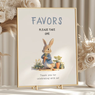 Poster SIGNE Baby shower Bleu Peter Rabbit Faveurs