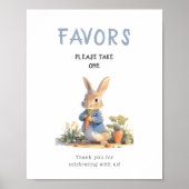 Poster SIGNE Baby shower Bleu Peter Rabbit Faveurs (Devant)
