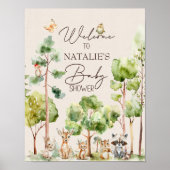 Poster SIGNE Baby shower Boho Animaux de forêt (Devant)