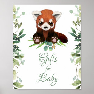 Poster SIGNE baby shower Cadeaux pour bébé Panda Rouge Ou