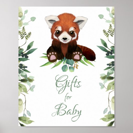 Poster SIGNE baby shower Cadeaux pour bébé Panda Rouge Ou (Devant)