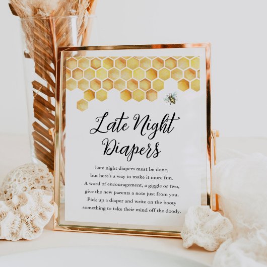 Poster SIGNE Baby shower CALLA Bee Late Night Diapers