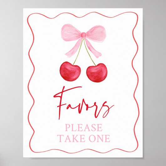 Poster Signe Baby shower de cerisier rose Bow (Devant)