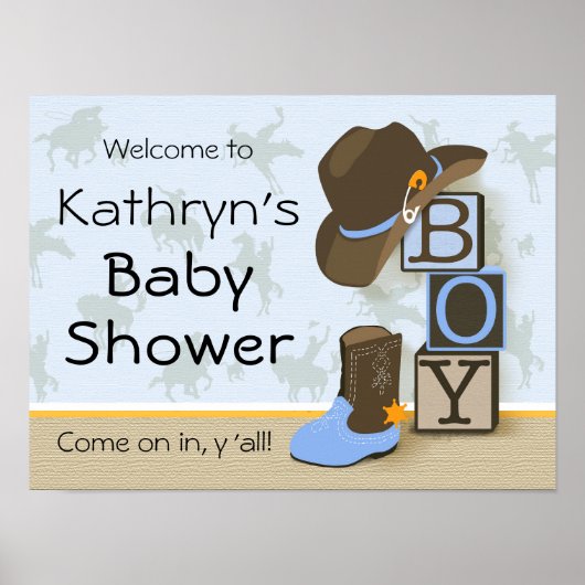 Poster SIGNE Baby shower DE Cowboy Ouest (Devant)