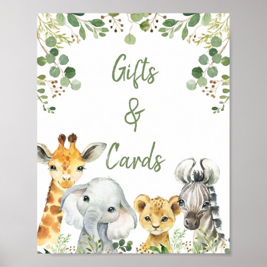 Poster SIGNE Baby shower Eucalyptus Safari neutre pour le (Devant)