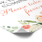 Poster SIGNE baby shower Faveur Pêche florale SIGNE Rusti (Coin)