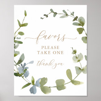 Poster SIGNE baby shower Faveurs Eucalyptus Vert