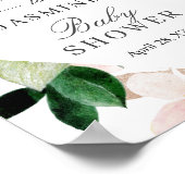 Poster SIGNE Baby shower Floral Rose-Bleu Hydrangea (Coin)