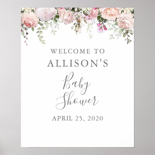 Poster SIGNE Baby shower Floral Spring (Devant)