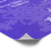 Poster Signe baby shower Indigo Snowflakes Favoriser (Coin)