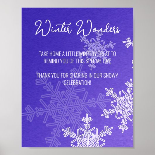 Poster Signe baby shower Indigo Snowflakes Favoriser (Devant)