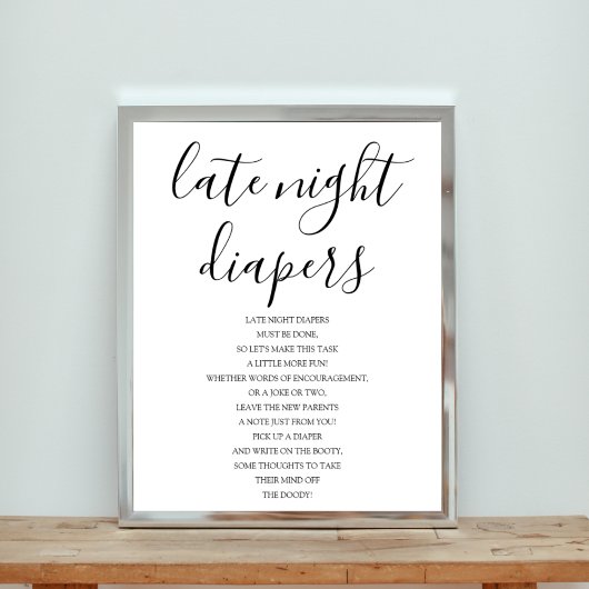 Poster Signe baby shower Late Night Diapés