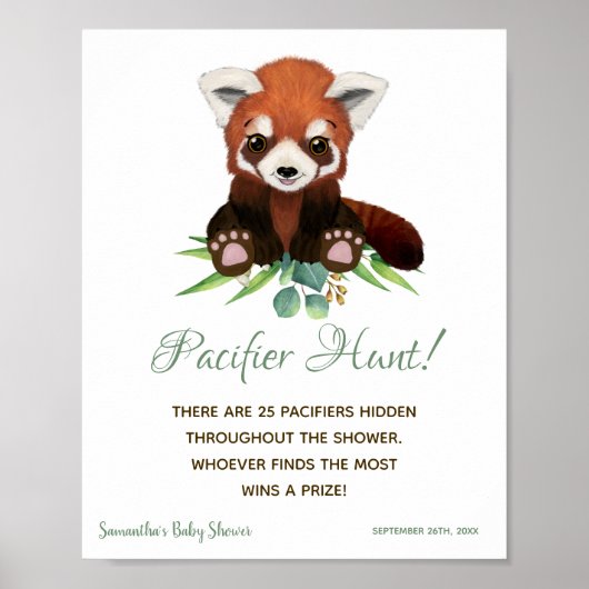 Poster SIGNE baby shower Pacifique Jeu de chasse Panda Ro (Devant)