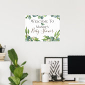 Poster SIGNE Baby shower PERSONNALISÉ Éucalyptus Folithe (Bureau à domicile)