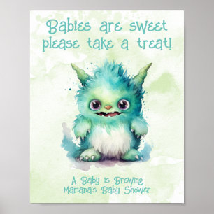 Poster SIGNE Baby shower Petit Monstre Garçon Traitements