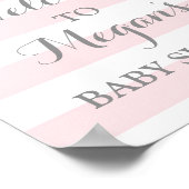 Poster SIGNE baby shower Pink Stripes Silver Snow (Coin)