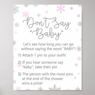 Poster SIGNE Baby shower Pink Winter Snowflake