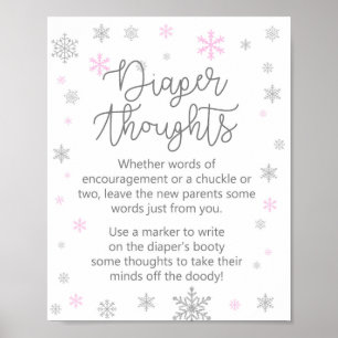 Poster SIGNE Baby shower Pink Winter Snowflake