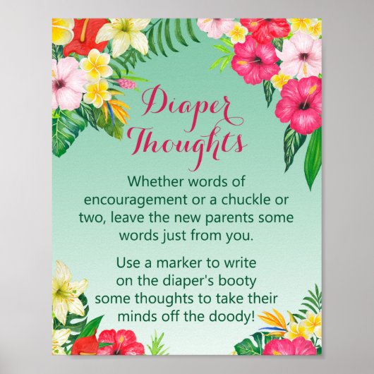 Poster SIGNE Baby shower tropical de Luau (Devant)