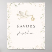 Poster Signe Baby shower vert cigogne Faveurs (Devant)