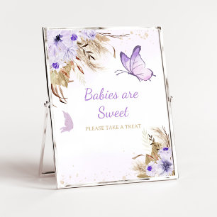 Poster Signe Bébé Fleur Papillon Fête de Naissance Les Bé