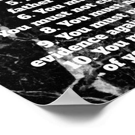 Poster Signe biblique en marbre noir dix commandements (Coin)