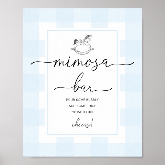 Poster SIGNE Bleu En vichy Mimosa Bar Horse Rocheuse (Devant)