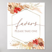 Poster Signe Boho Floral Terracotta Fête des mariées Fave (Devant)