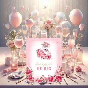 Poster SIGNE boisson Baby shower Flamant rose rose Baller