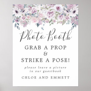 Poster Signe Booth Rustique Violet Floral Mariage