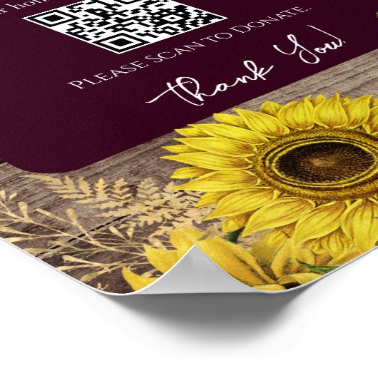 Poster SIGNE Cadeaux de mariage de tournesol rustique en (Coin)