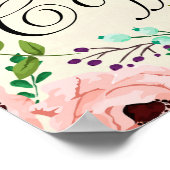 Poster signe café ivoire fleuri mariage (Coin)