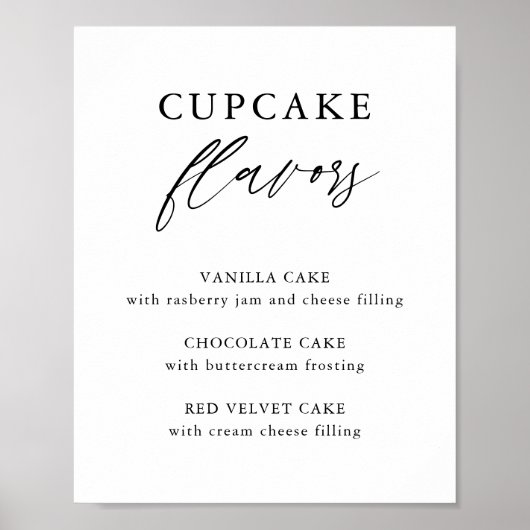 Poster SIGNE Calligraphie rustique Mariage Cupcake Flaver (Devant)