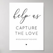 Poster Signe capturez l'amour. Calligraphie noir et blanc (Devant)