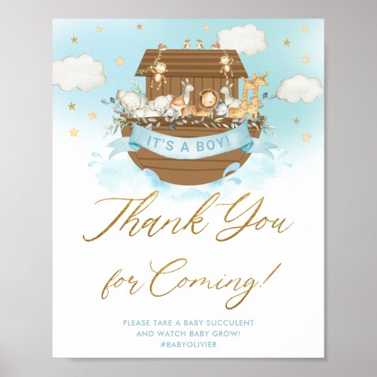 Poster Signe Chic Noah's Ark Blue Boy Merci pour le futur (Devant)