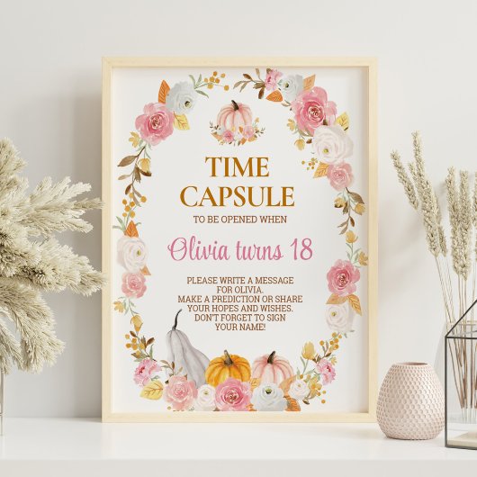 Poster Signe Citrouille Automne Fille Anniversaire Fête H