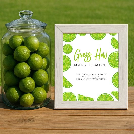 Poster Signe Combien de Citrons Fête de Fiançailles Main