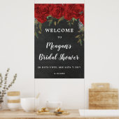 Poster signe d'accueil de la douche à fleurs de roses rou (Cuisine)