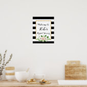 Poster Signe d'accueil de la douche nuptiale florale mode (Cuisine)