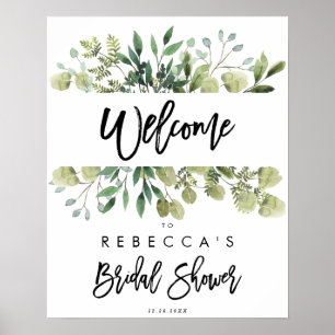 Poster signe d'accueil de la douche nuptiale rustique ver