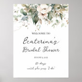 Poster Signe d'accueil de la douche nuptiale verte et fle (Devant)