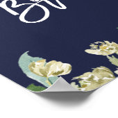 Poster signe d'accueil de la nuptiale rose florale marine (Coin)
