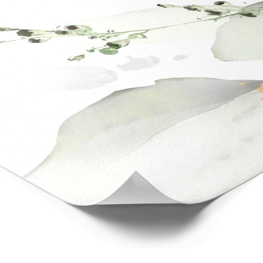 Poster Signe d'accueil en or feuille Eucalyptus moderne (Coin)